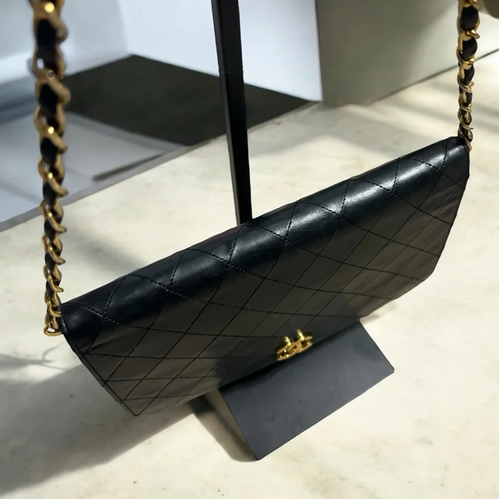1989’ Vintage Black Lambskin Single Flap Shoulder Bag